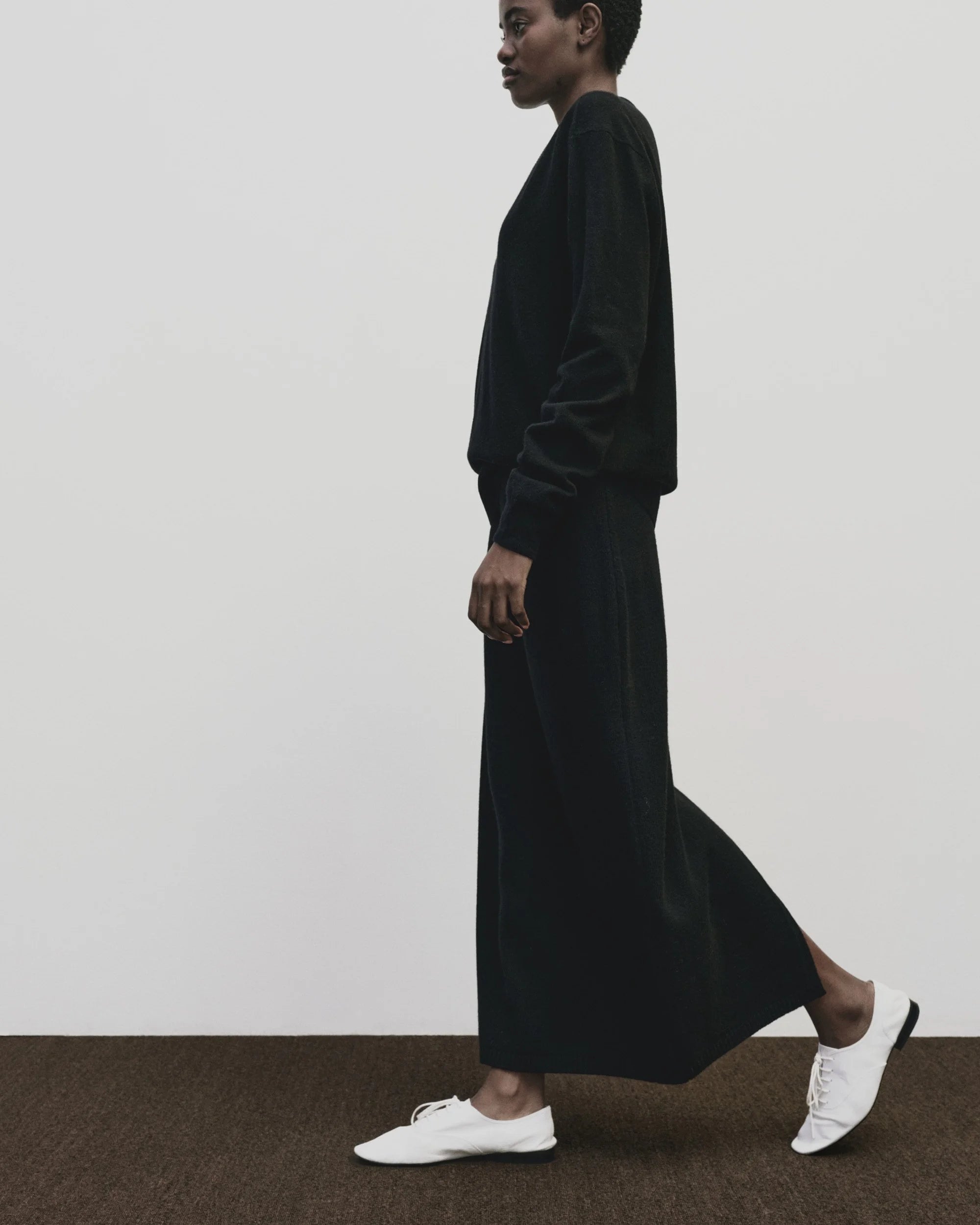 Cashmere Blend V Neck Knit in Black, from Mijeong Park